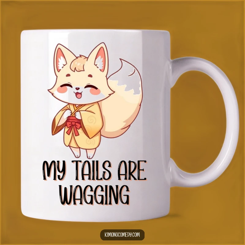Funny Kawaii Kitsune Giggling Mug - A Humorous & Cute Multi-Tailed Fox Gift