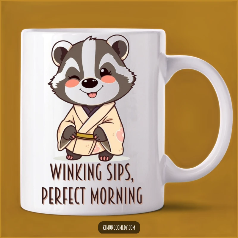 Funny Badger Kimono Mug: A Cheeky and Humorous Gift for a Winking Friend