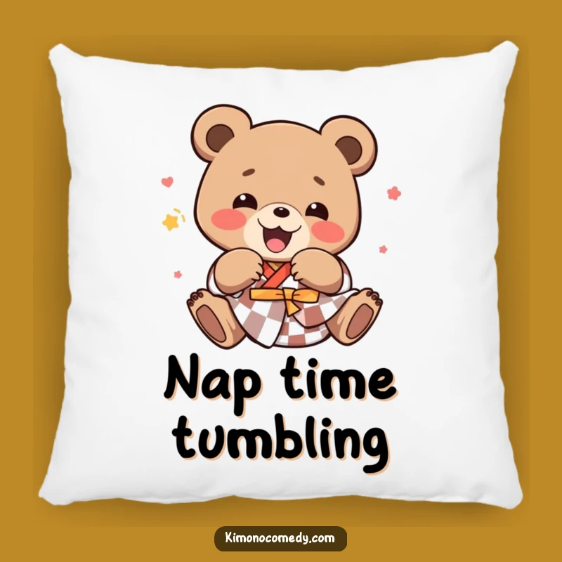 Comforting Funny Kawaii Bear Pillow - Tumbling Joy Kimono Decor