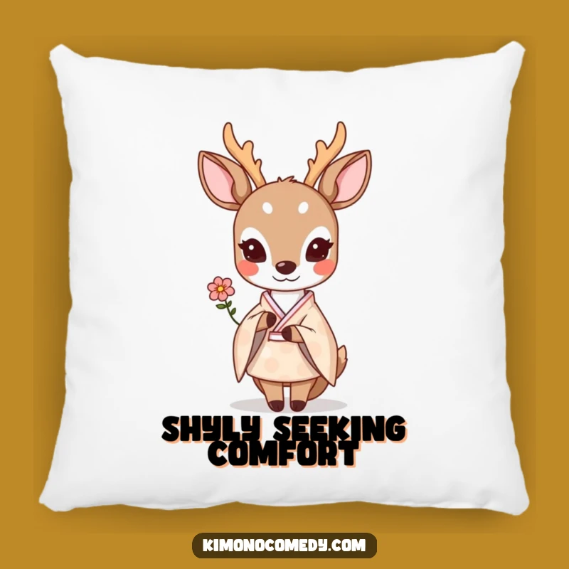 Comforting Funny Kawaii Deer Pillow - Shy Flower Kimono Decor