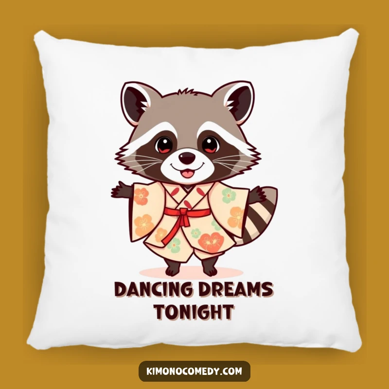 Funny Raccoon Kimono Pillow: Add Festive Comfort and Cheer with This Humorous Accent