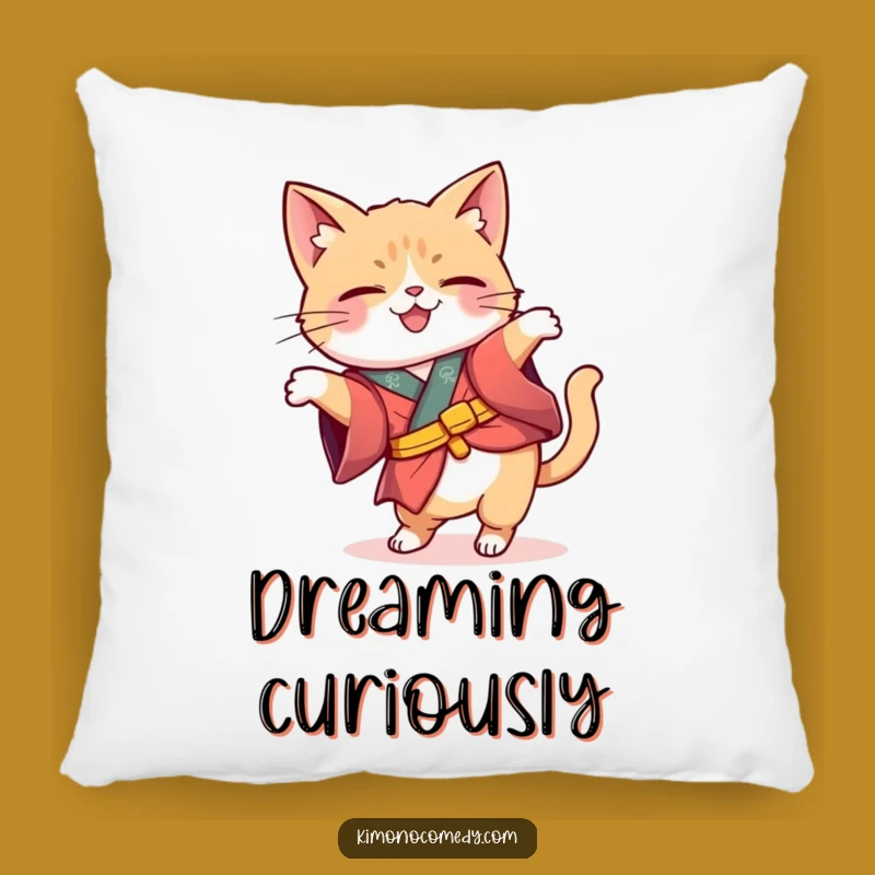 Funny Kawaii Kimono Cat Curious Pillow - Comfy & Hilarious Decor