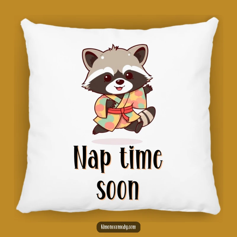 Funny Raccoon Kimono Hop Pillow: Cozy Bandit Cushion, Sweet Funny Gift