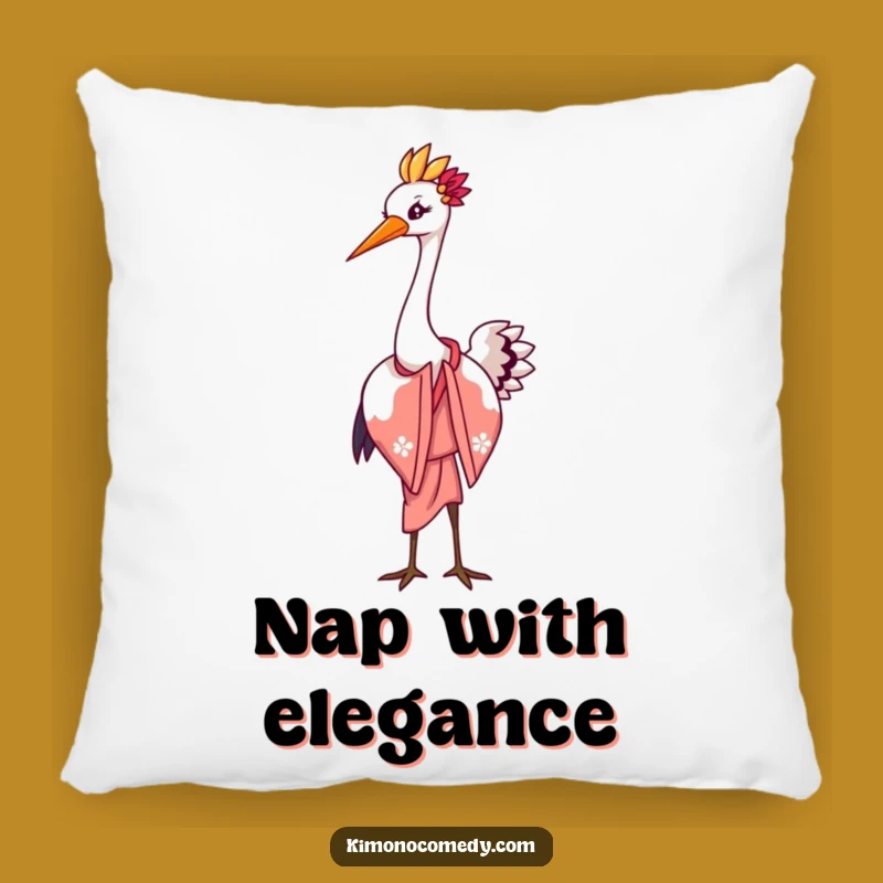 Kawaii Crane Elegant Bow Pillow: Cozy Graceful Decor