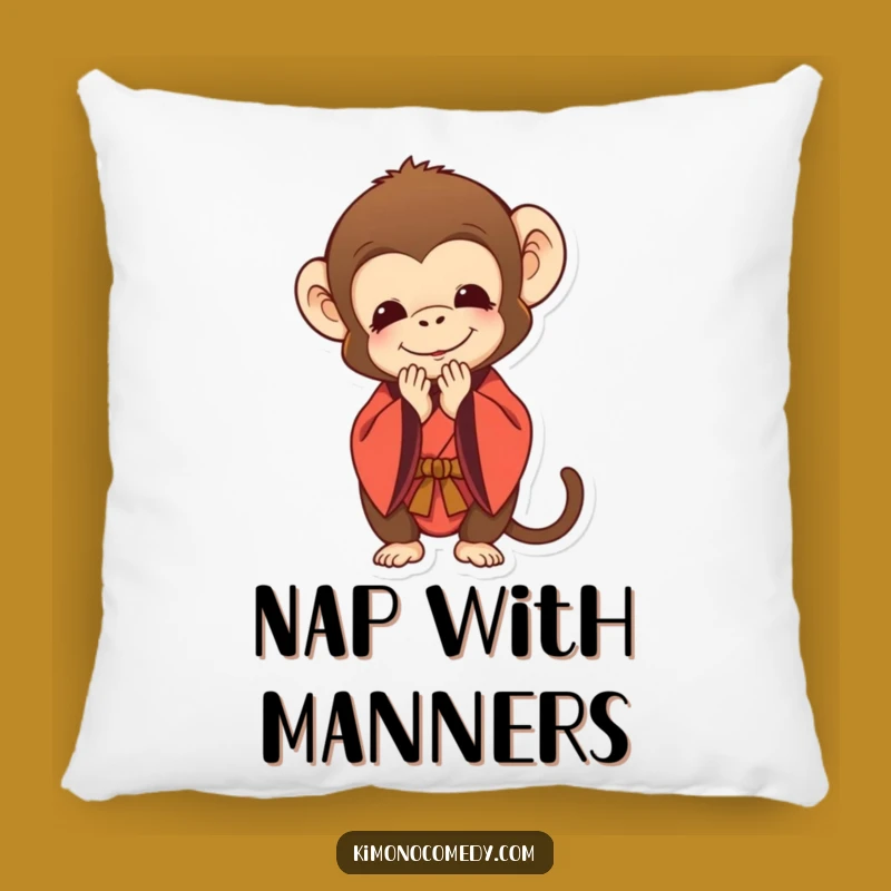 Funny Monkey Kimono Bow Pillow: Cozy Comfort with Respectful Humor