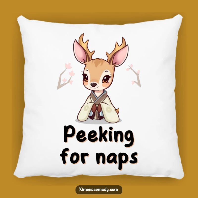 Funny Deer Kimono Pillow: Soft Cushion with Elegant, Curious Peeking Design