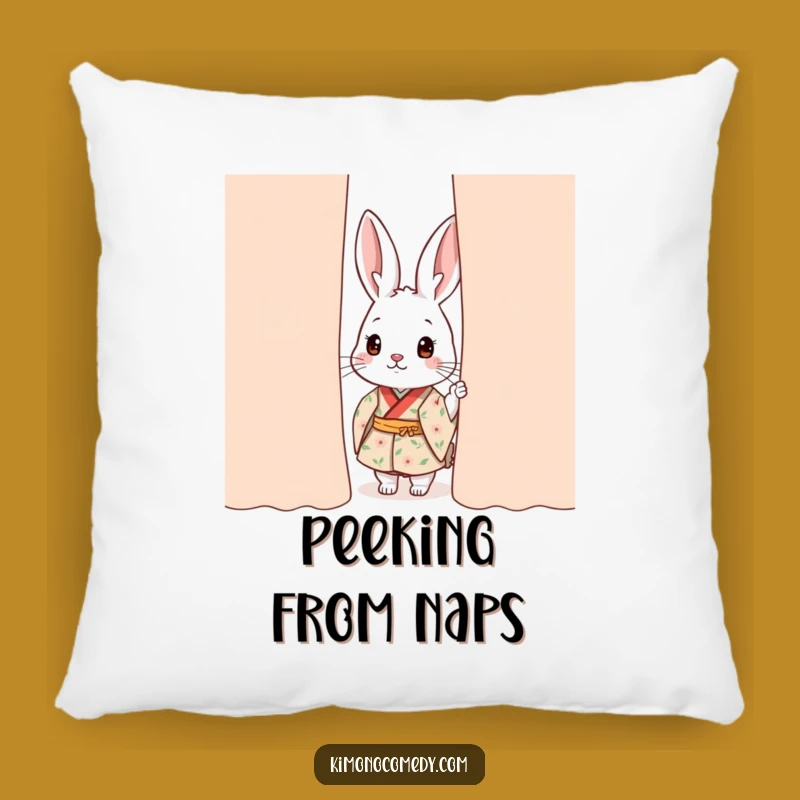 Funny Kawaii Rabbit Kimono Pillow: Cozy Comfort with a Shy Peek Design