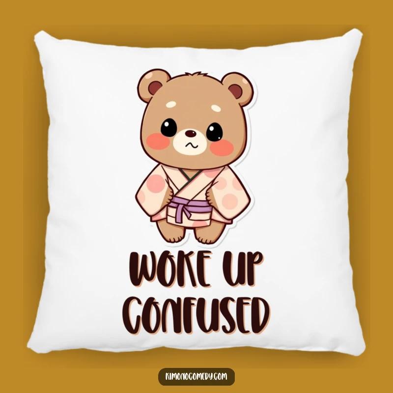 Funny Bear Kimono Pillow: Soft Comfort with a Hilariously Surprised Bear