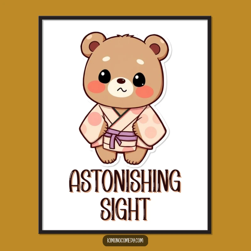Funny Bear Kimono Surprise Digital Art: Instant Downloadable Humor for Your Walls