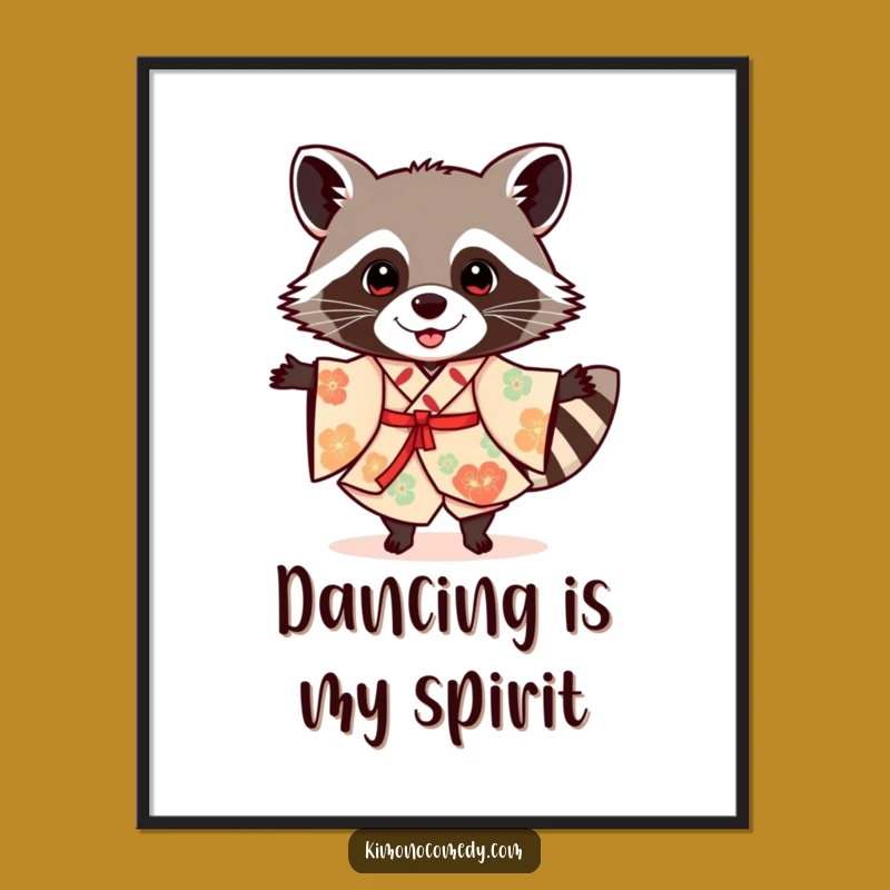 Funny Raccoon Kimono Digital Art: Downloadable Humorous Print for Festive Decor