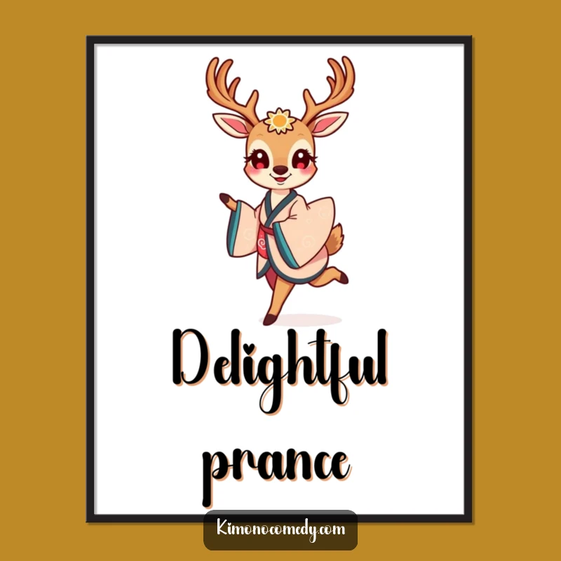 Funny Deer Kimono Digital Art: Instant Kawaii Elegance, Perfect Funny Gift Printable!
