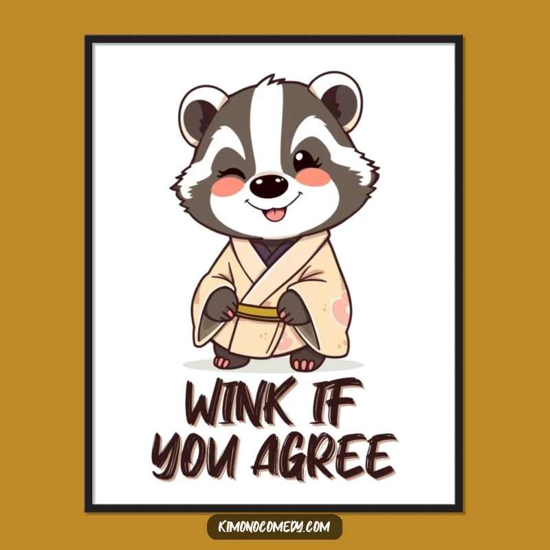 Funny Badger Kimono Digital Art: Downloadable Humorous Print for Cheeky Decor