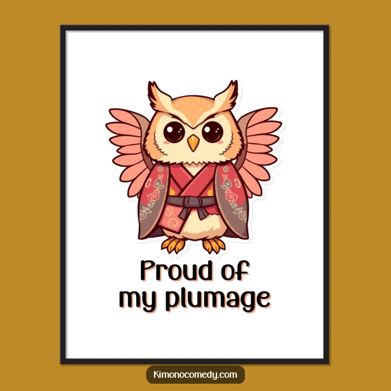 Funny Kawaii Owl Kimono Digital Print - Regal Comical Pride Art