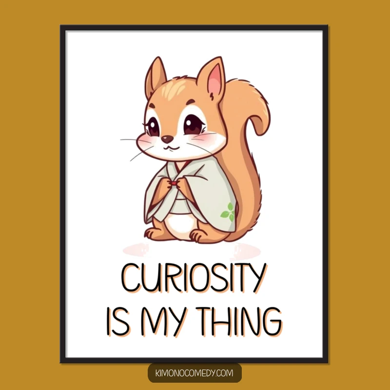 Funny Squirrel Kimono Digital Art: Downloadable Humorous Print for Curious Decor