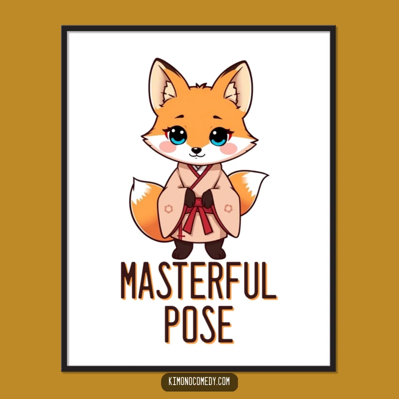 Funny Fox Kimono Digital Print, Confident Vixen Art, Instant Gift