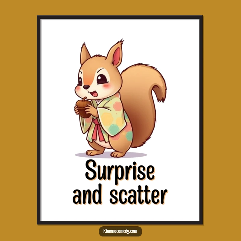 Funny Kawaii Squirrel Startled Digital Print: Instant Oops Art