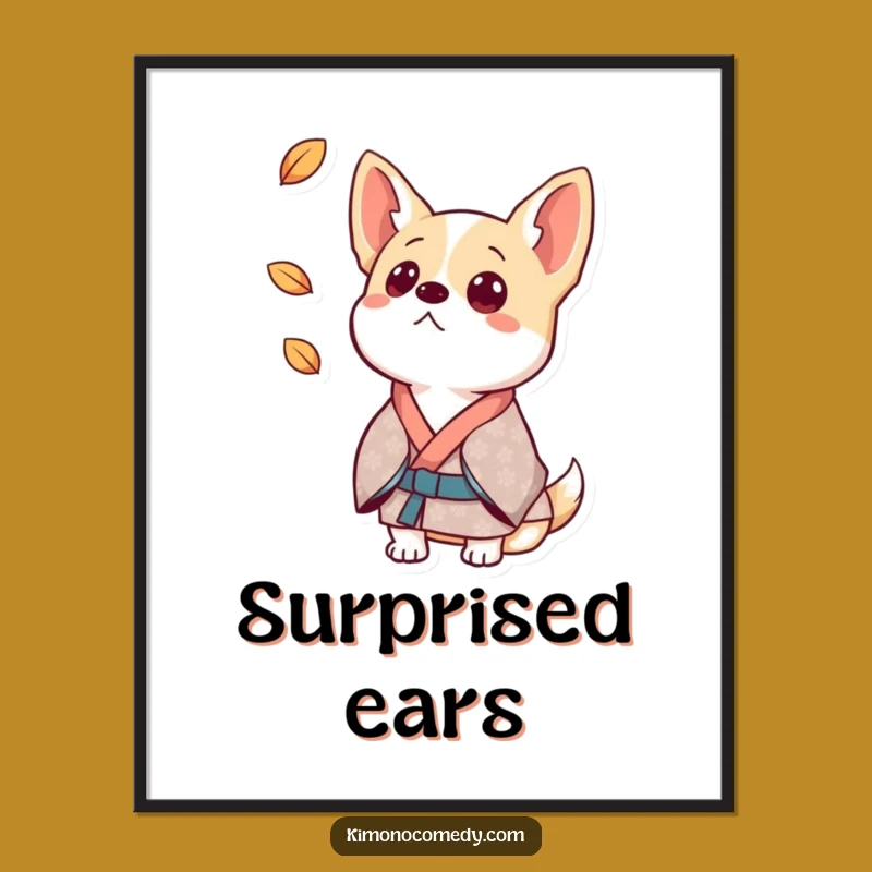 Funny Surprised Dog Kimono Digital Art: Canine Wall Decor, Awesome Funny Gift