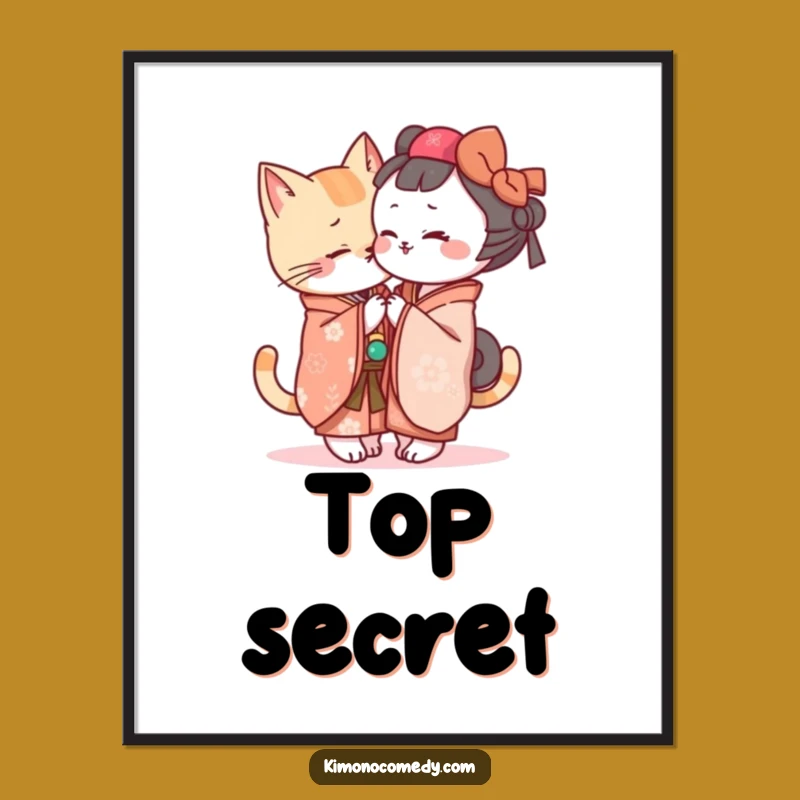 Funny Kawaii Kimono Cat Secret Digital Art - Instant Humorous Download