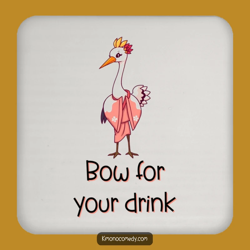 Kawaii Crane Elegant Bow Coaster: Funny Graceful Gift