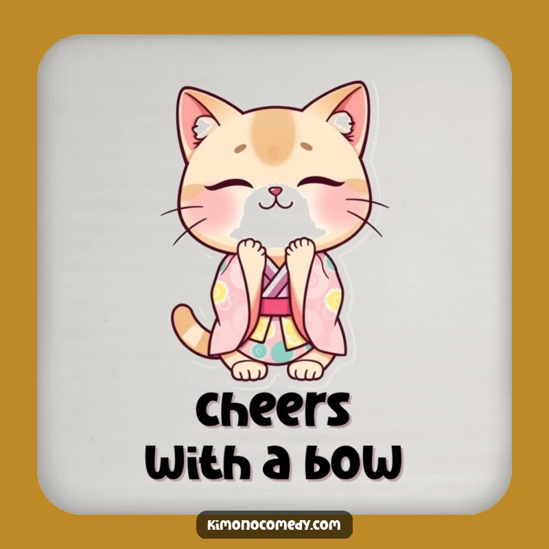 Funny Cat Kimono Coasters: Kawaii Japanese Style, Polite Cat Table Protector Gift