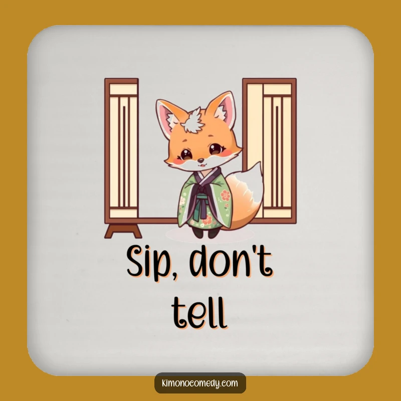 Funny Fox Kimono Screen Coaster: Protect Surfaces with Mysterious Humor