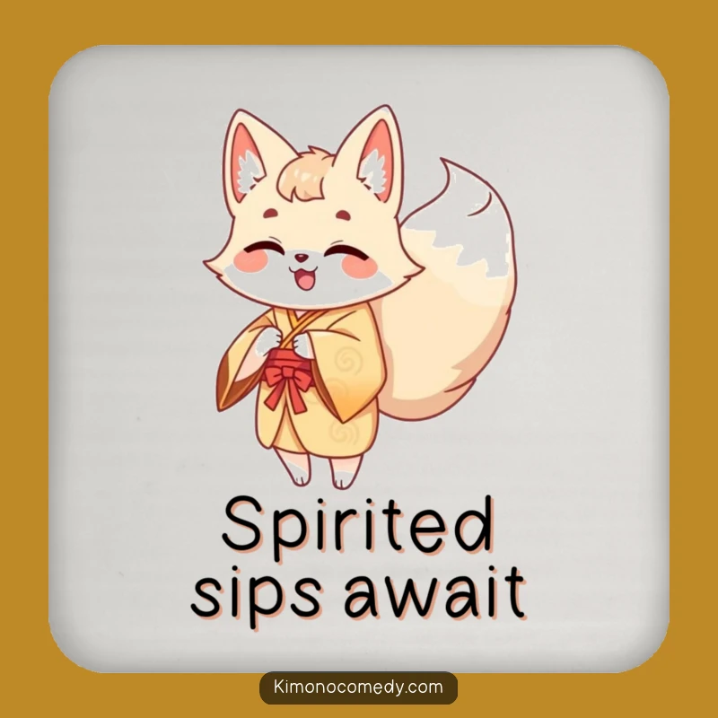 Funny Kawaii Kitsune Coaster - Giggling Fox Protection for Surfaces