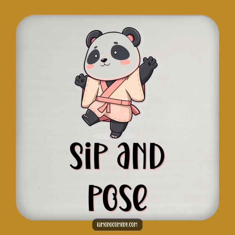 Funny Panda Kimono Coaster: Playful Bear Drink Protector, Hilarious Gift