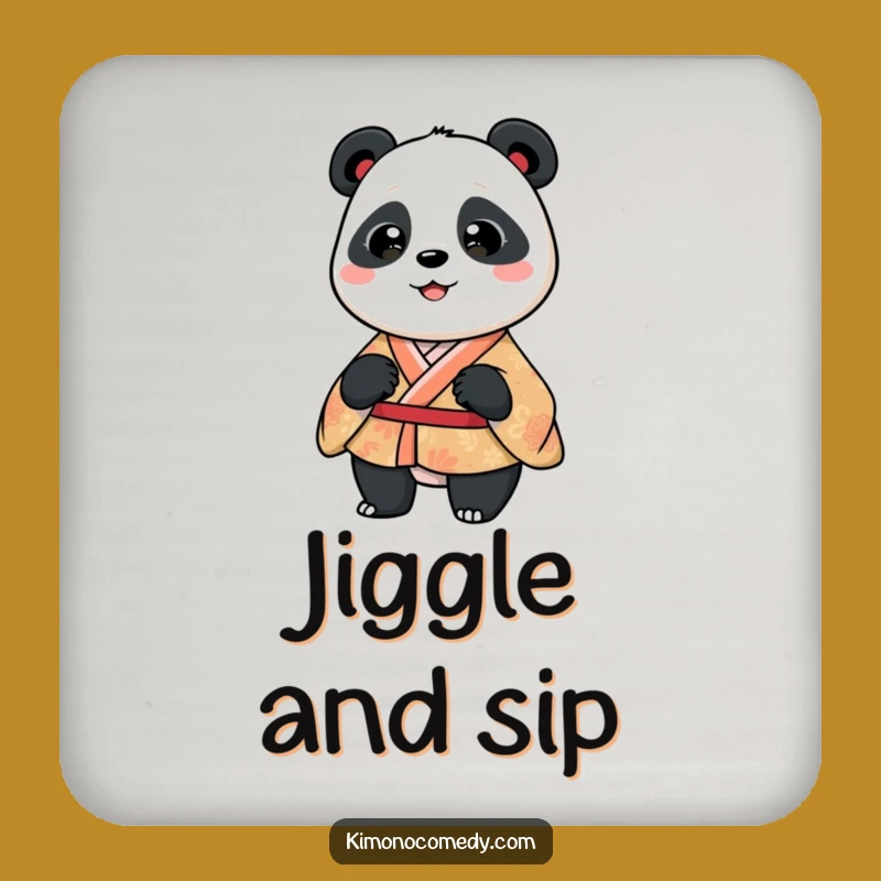 Funny Panda Kimono Coaster, Silly Wiggle Drink Mat, Playful Gift