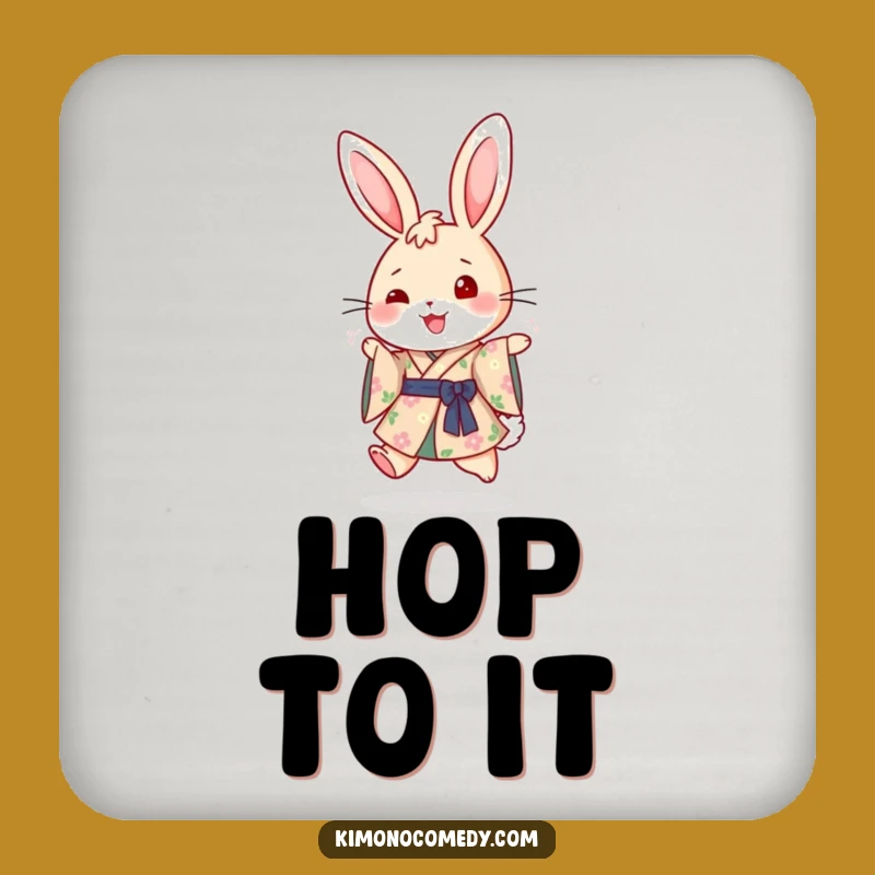 Funny Rabbit Kimono Coaster: Cheerful Floral Drink Protector, Perfect Joyful Gift Set