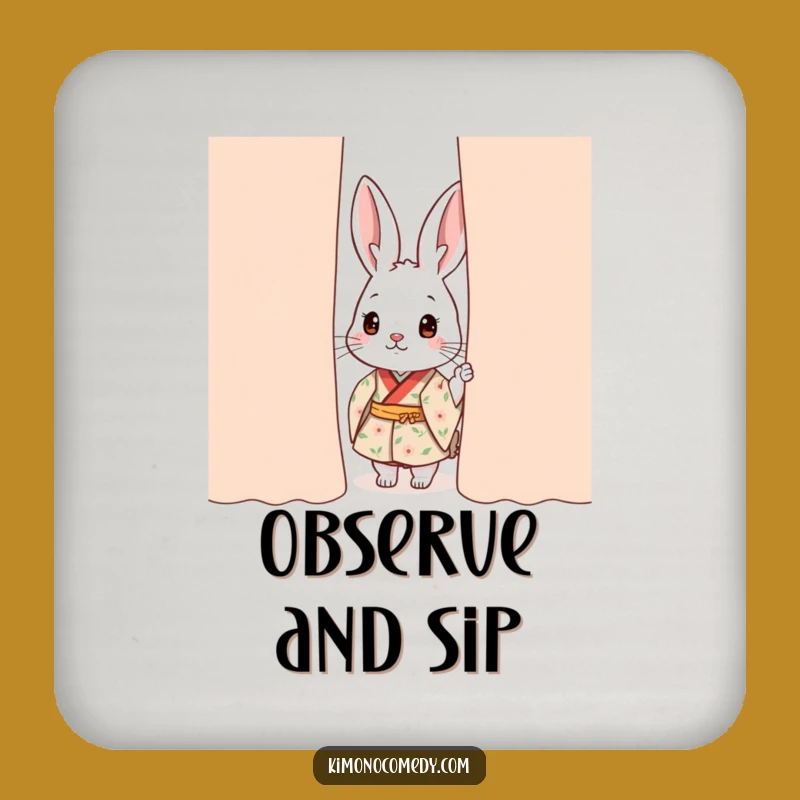 Funny Kawaii Rabbit Kimono Coaster: Shy Protection with Cute Charm, Perfect Funny Gift