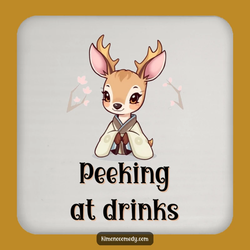 Funny Deer Kimono Coasters: Elegant Protection for Surfaces with Curious Art
