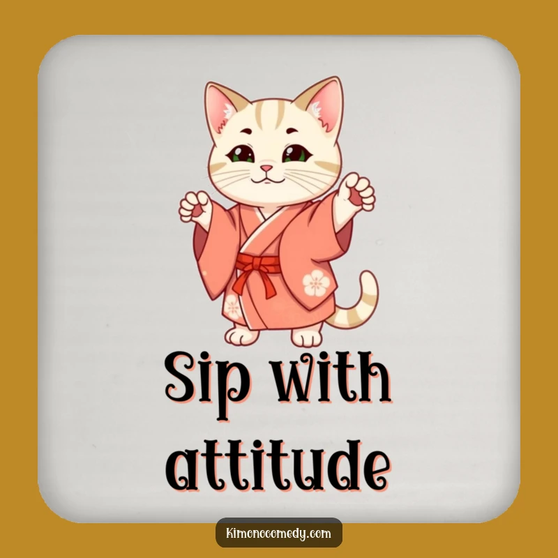 Funny Cat Kimono Coasters: Chic Feline Protection for Your Surfaces