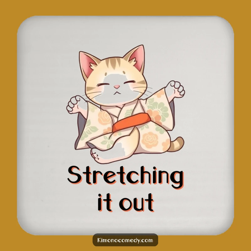 Funny Cat Kimono Coaster: Protect Surfaces with Lazy Elegance!