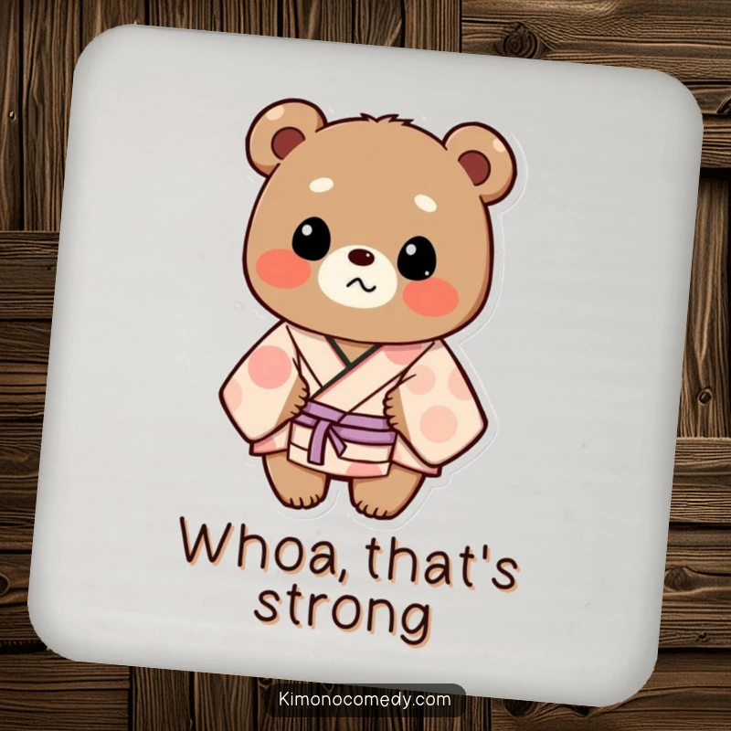 Funny Coasters: A bear in a patterned kimono looks surprised, protecting surfaces with unexpected charm and a touch of humor.