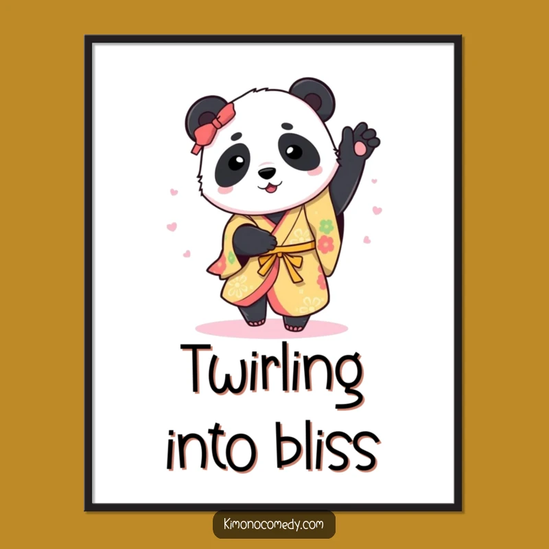 Funny Panda Kimono Spin Poster: Vibrant Wall Art for a Cheerful and Humorous Home