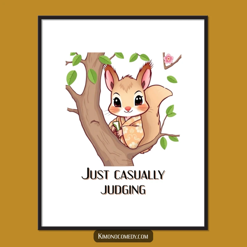 Funny Squirrel Kimono Art Print: Curious Charm for Your Walls!