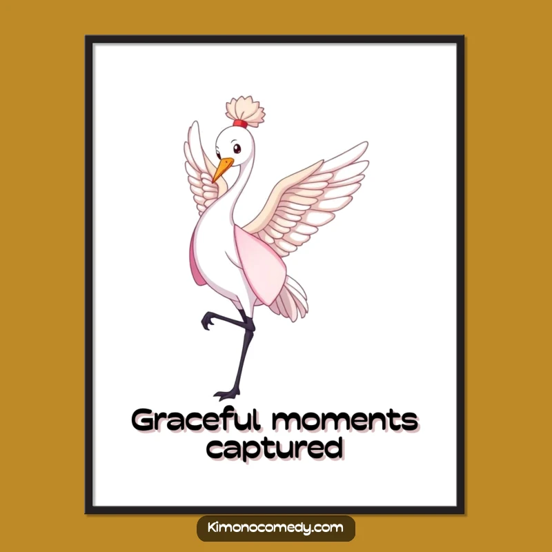 Funny Graceful Crane Poster - Kimono Dance Art Gift