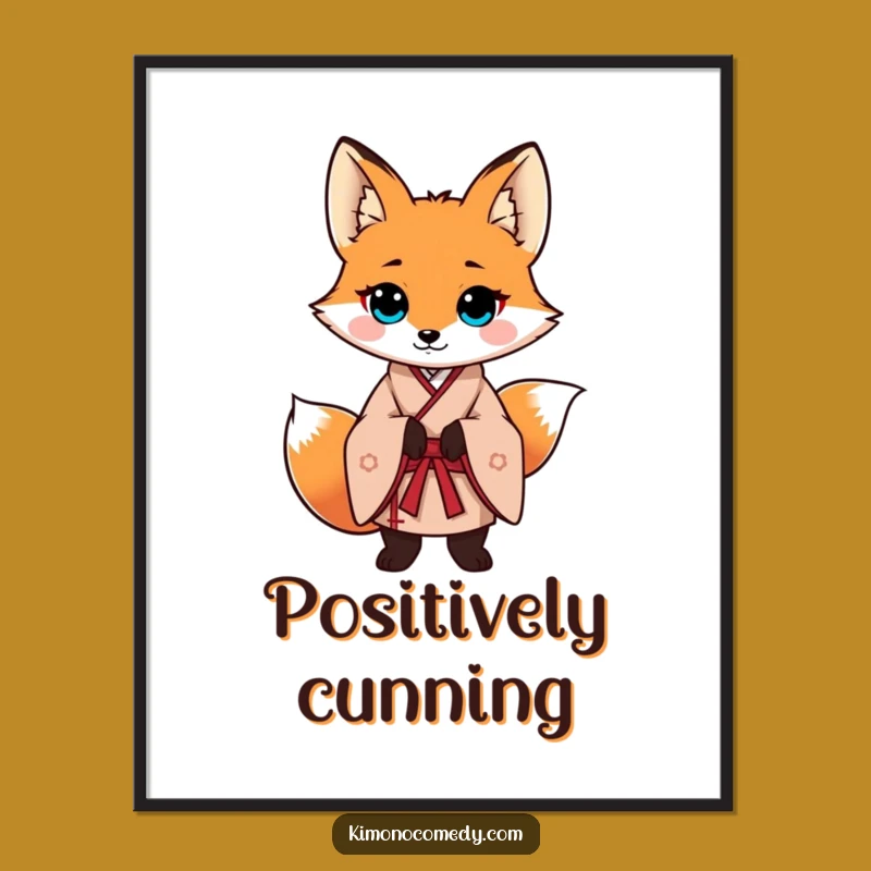 Funny Fox Kimono Poster, Confident Vixen Art, Stylish Gift Decor