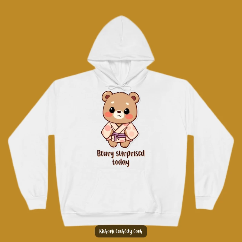 Cozy Funny Bear Kimono Hoodie: Warm Comfort with a Hilariously Surprised Bruin