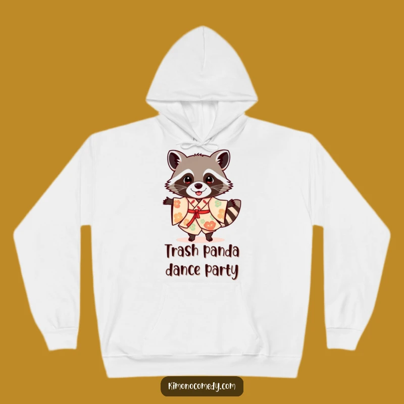 Cozy Funny Raccoon Kimono Hoodie: Stay Warm and Festive with This Humorous Dancer