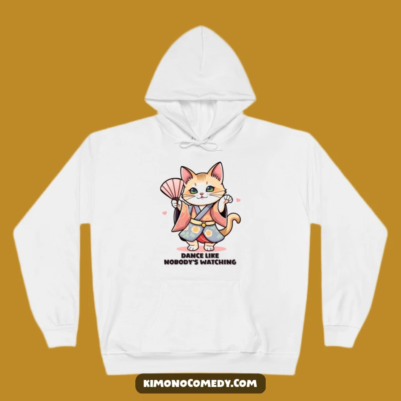 Funny Cat Kimono Fan Dance Hoodie: Cozy Style Meets Dramatic Feline Art
