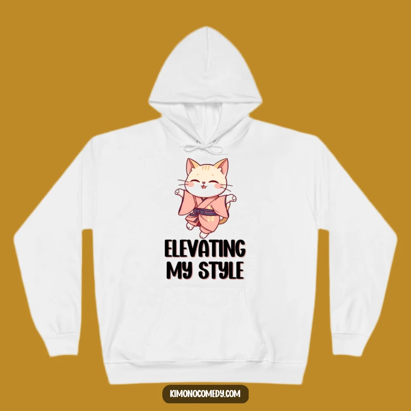 Cozy Funny Cat Leap Hoodie: Kawaii Elegant Pullover, Graceful Cat Gift
