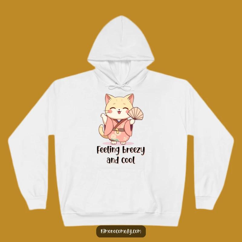 Cozy Funny Cat Fan Hoodie: Kawaii Festive Kimono Pullover, Joyful Cat Gift