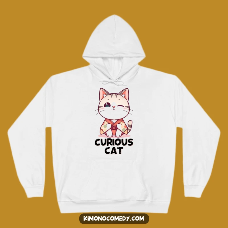 Funny Kawaii Cat Kimono Hoodie: Curious Gaze, Cozy & Hilarious Gift!