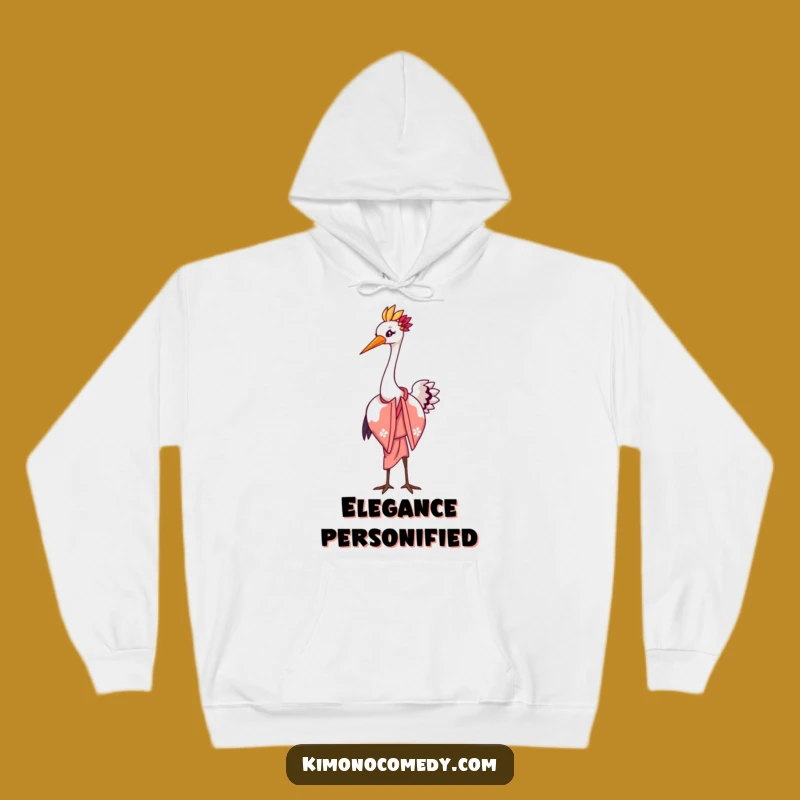 Funny Kawaii Crane Elegant Bow Hoodie: Cozy Graceful Gift