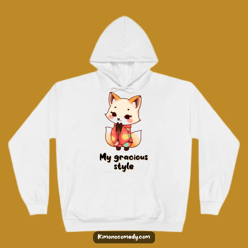 Funny Kawaii Fox Kimono Bow Hoodie - Cozy Elegance - Funny Gift