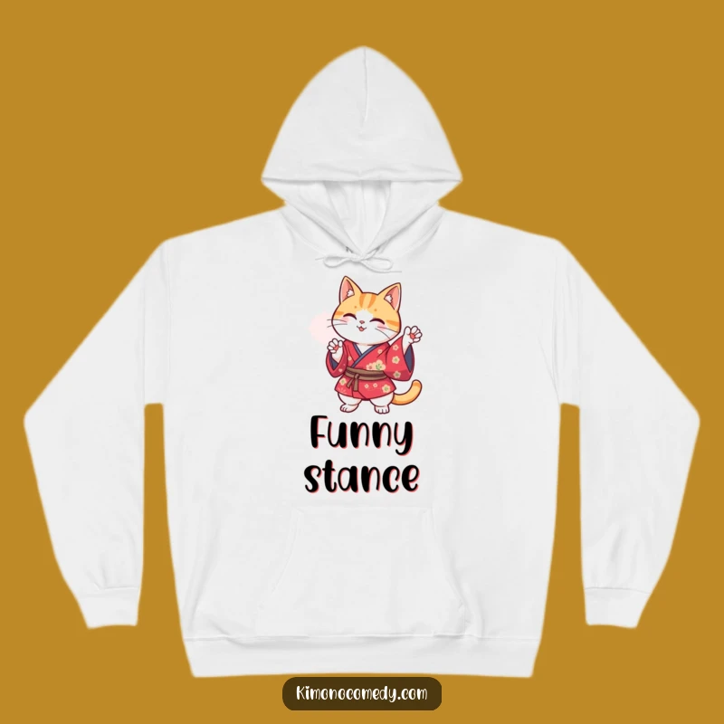Cozy Funny Kawaii Kimono Cat Pose Hoodie - Warm & Hilarious Gift