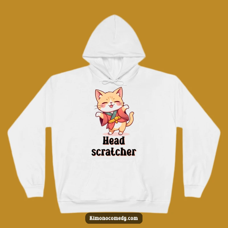 Cozy Funny Kawaii Kimono Cat Curious Hoodie - Warm & Hilarious Gift