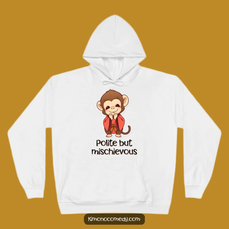 Funny Monkey Kimono Bow Hoodie: Cozy Comfort with Respectful Humor