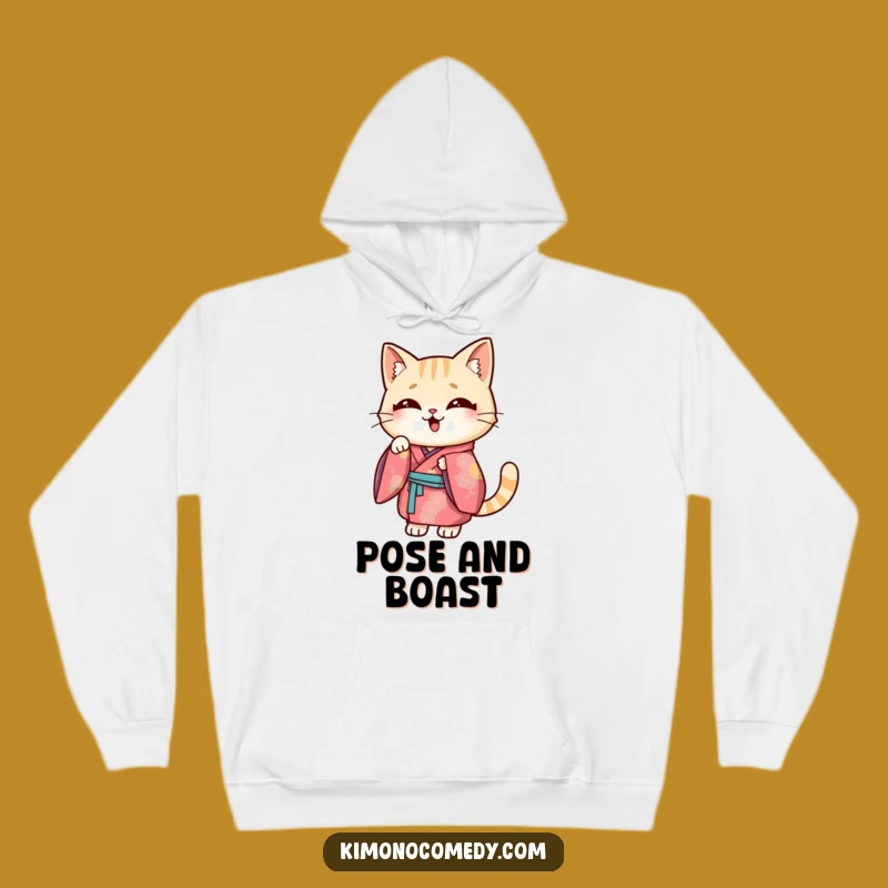Funny Kawaii Cat Kimono Hoodie: Comical Pose, Cozy & Hilarious Gift!